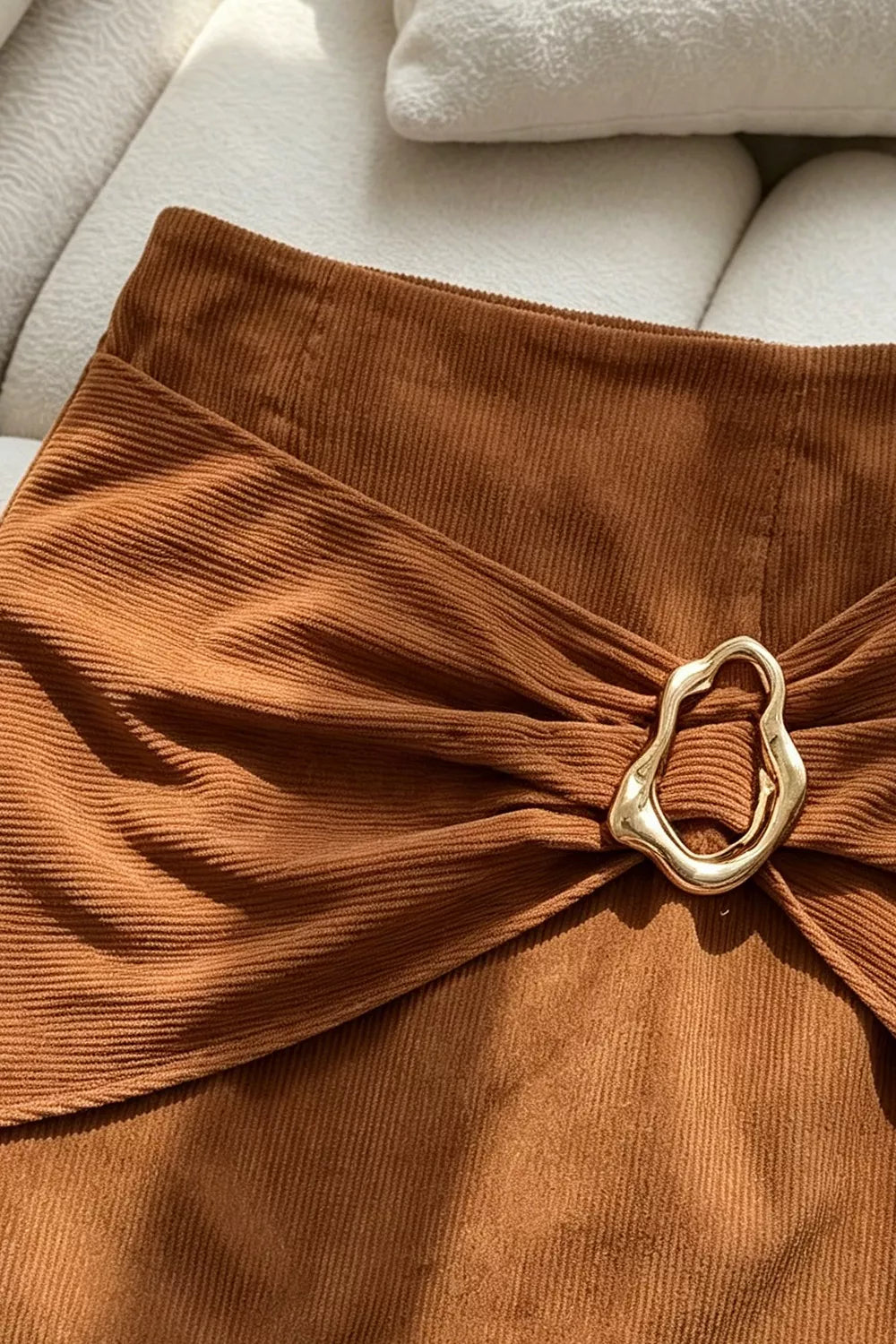 Metal Buckle Detail Mini Skirt