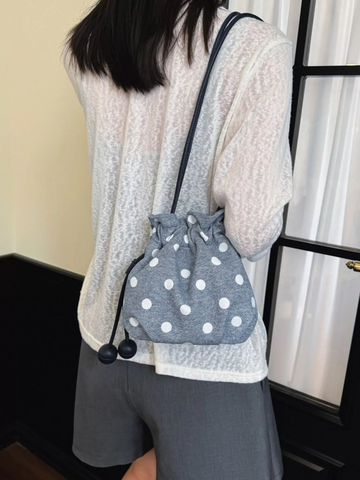 Polka Dot Drawstring Crossbody Bag - Lilixa.store