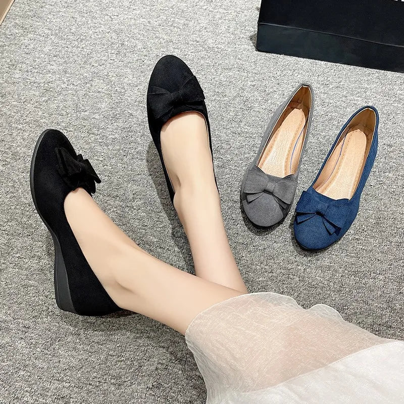 Bow Point Toe Low Heel Slip-Ons, view 2
