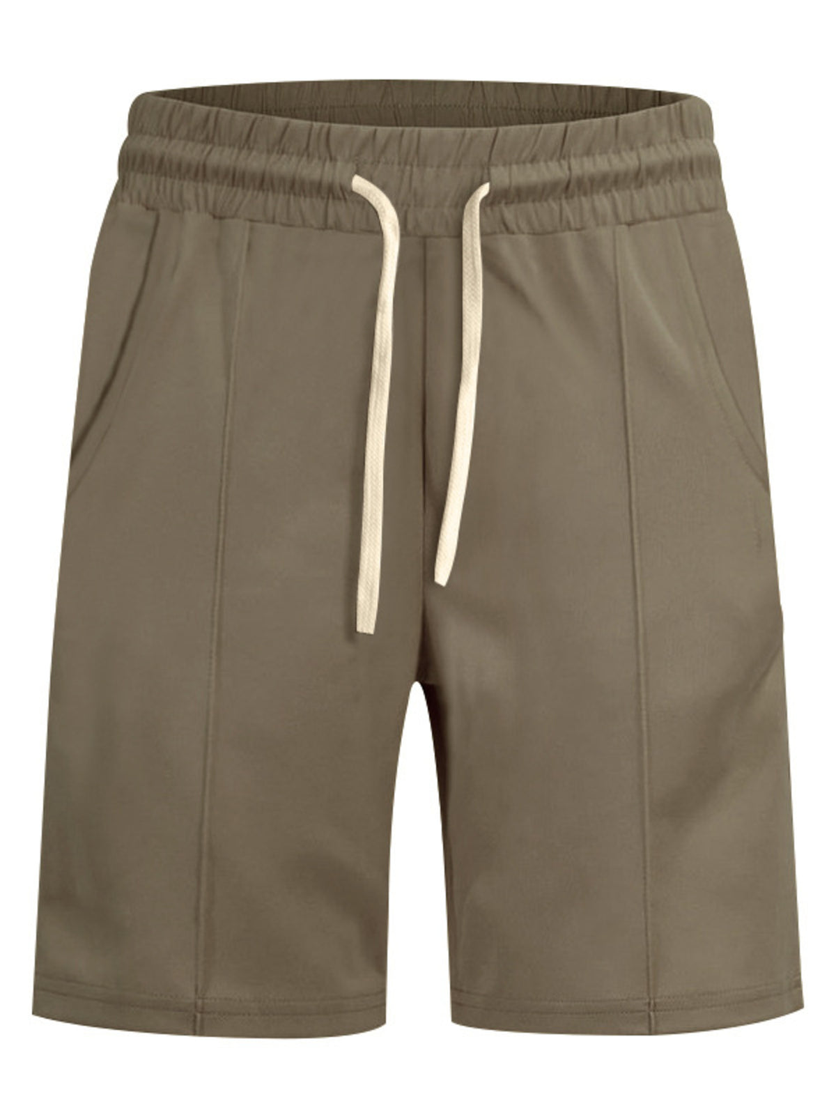 Men's Full Size Casual Drawstring Shorts Plus Size in Olive Brown