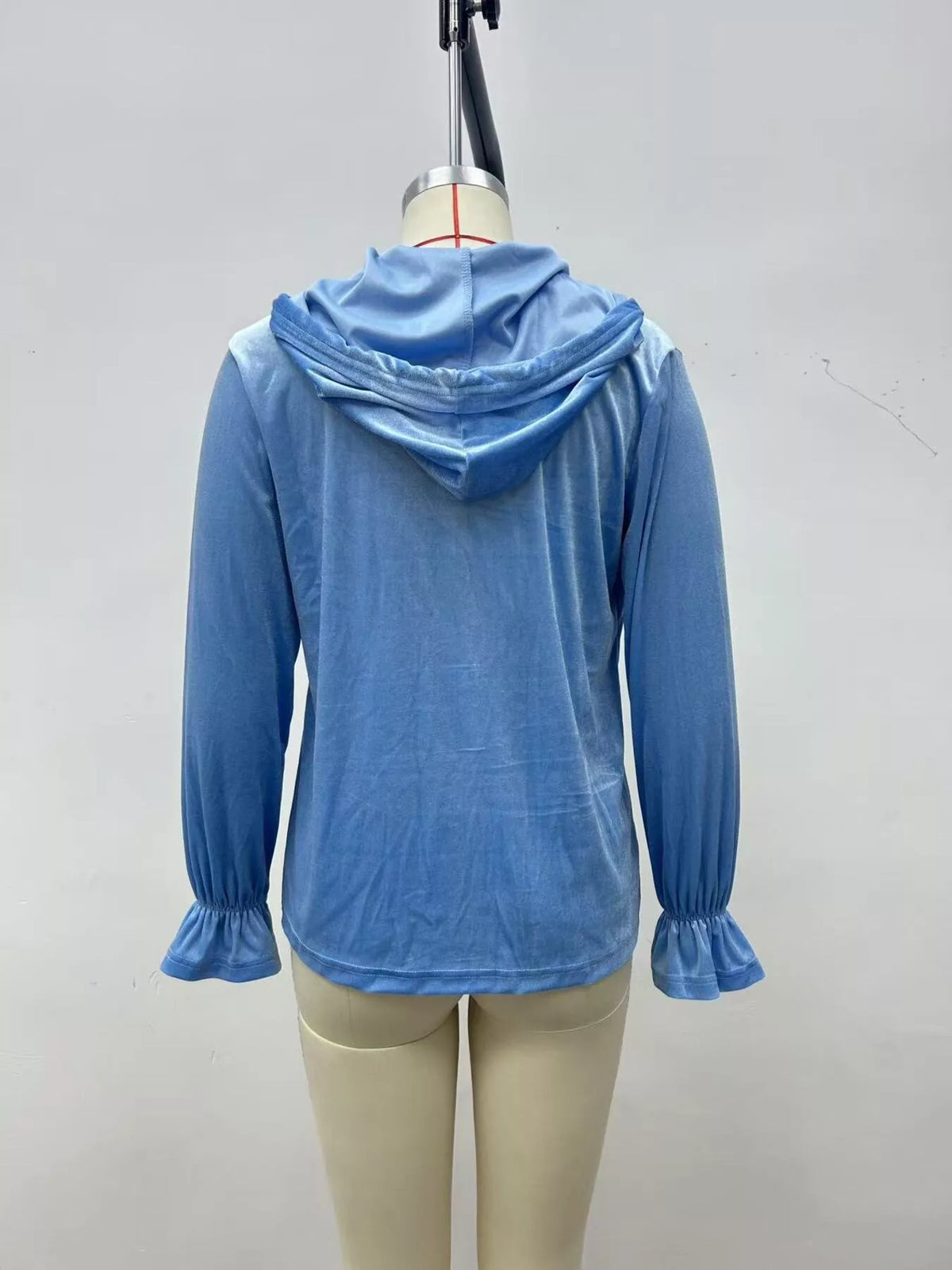 Full Size Velvet Button-Down Hooded Outerwear Plus Size - Lilixa.store
