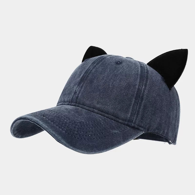 Washed Cat Ear Baseball Cap - Lilixa.store