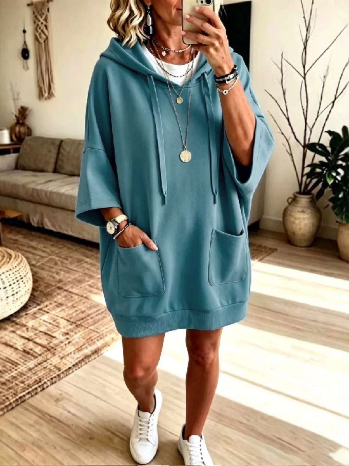 Full Size Drawstring Oversized Front Pockets Oversized Hoodie Plus Size - Lilixa.store