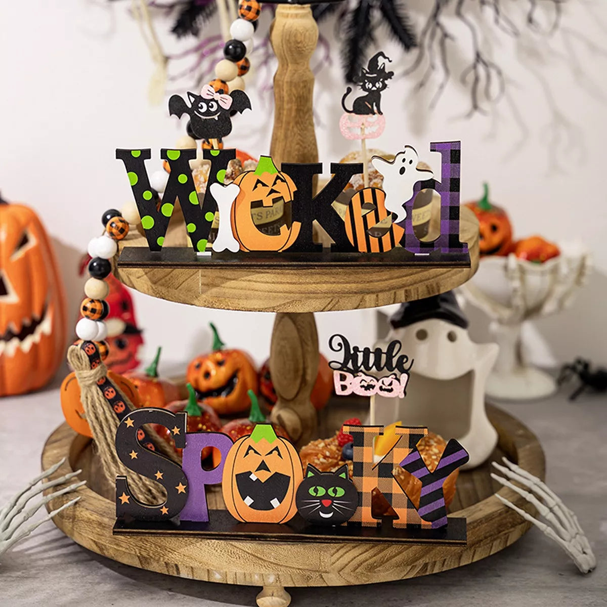 Halloween Decorative Object Set with Wicked and Spooky Wooden Signs - Lilixa.store