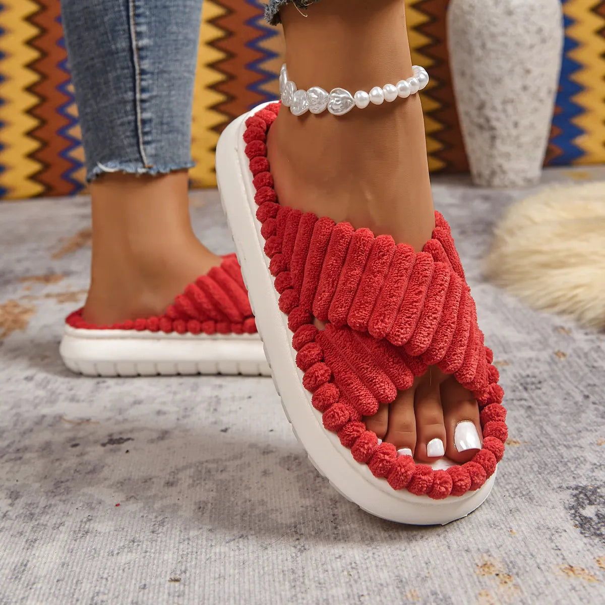 Crisscross Open Toe Platform Slippers - Lilixa.store