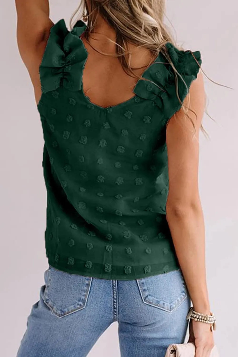 Full Size Swiss Dot V-Neck Tank - Lilixa.store