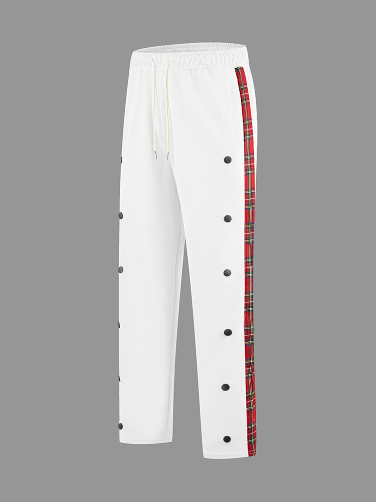 Men's Full Size Drawstring Plaid Side Stripe Pants Plus Size
