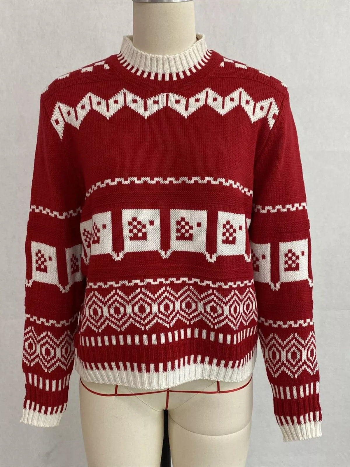 Christmas Festive Fair Isle Patterned Crew Neck Sweater, view 5