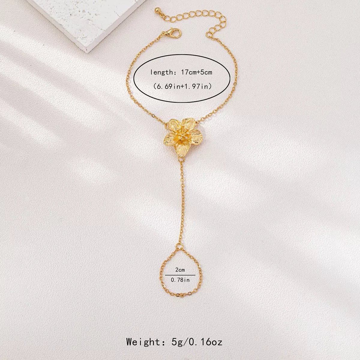 18K Gold-Plated Chain Flower Bracelet, view 5