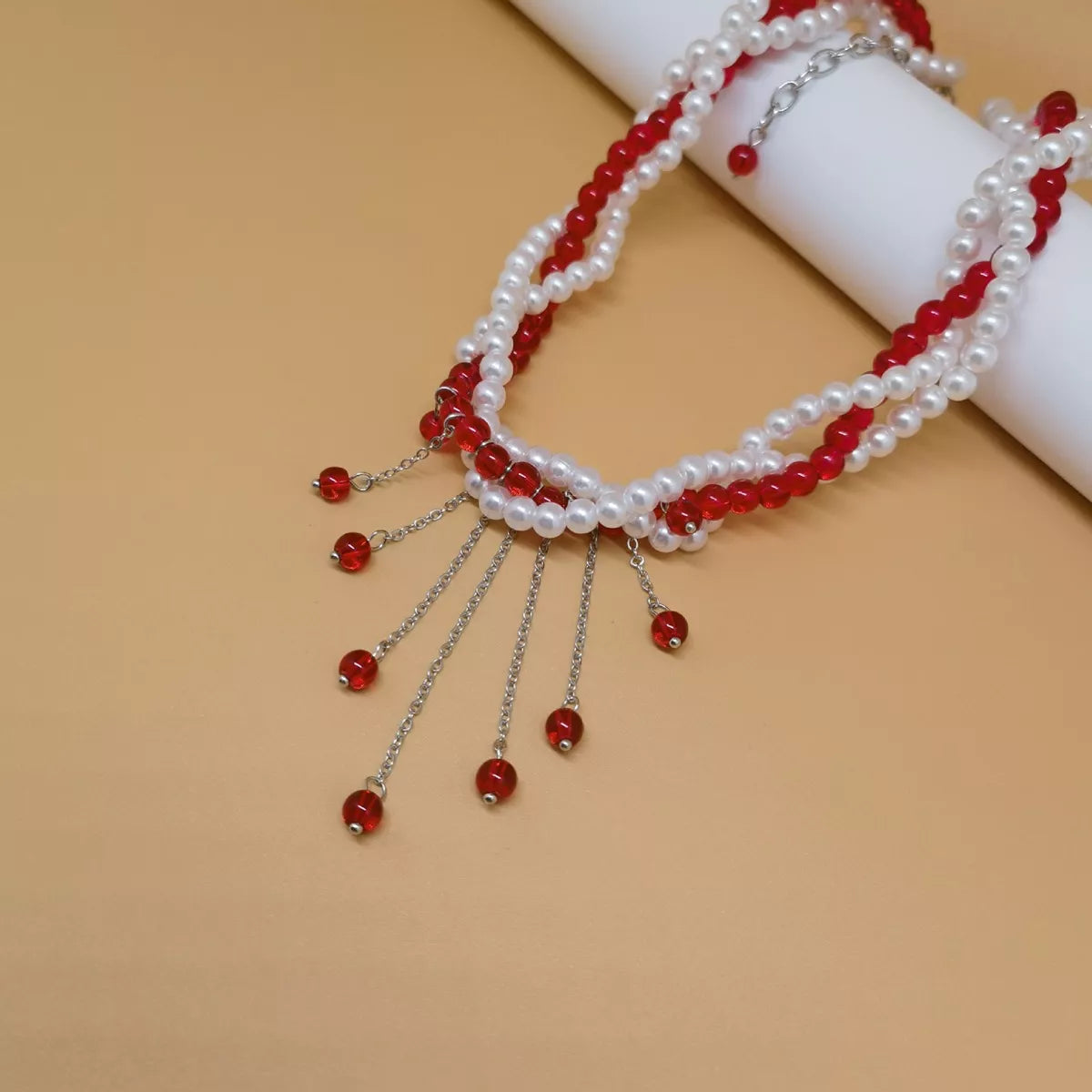 Twisted Bead Tassel Necklace