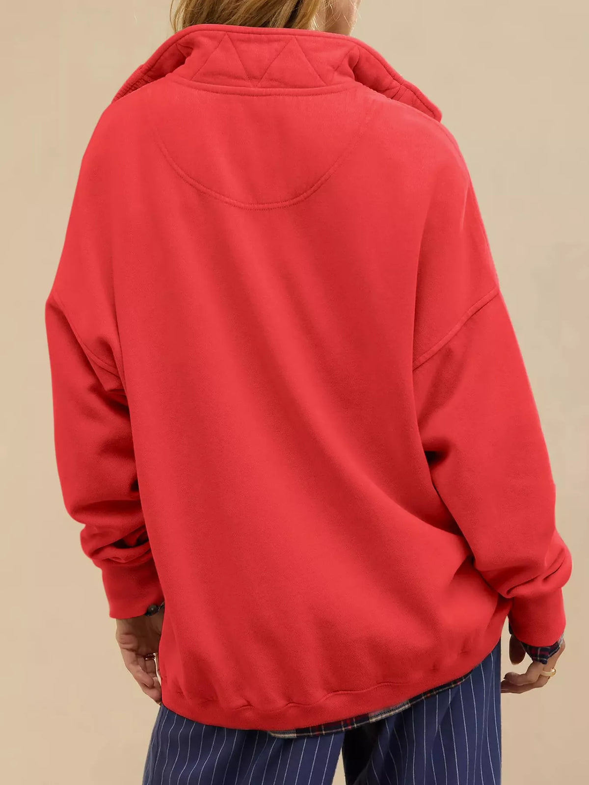 Half Snap Dropped Shoulder Sweatshirt - Lilixa.store