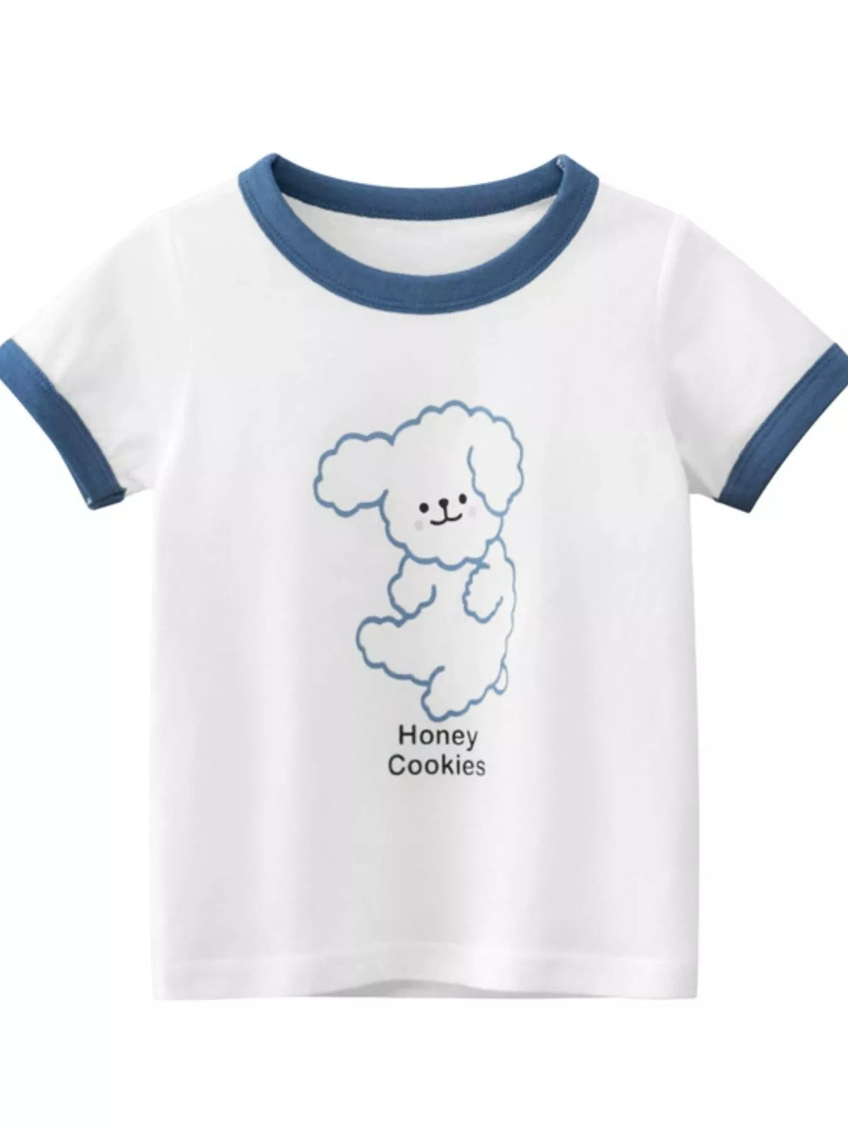 Children's Dog Graphic T-Shirt with Contrast Trim - Lilixa.store