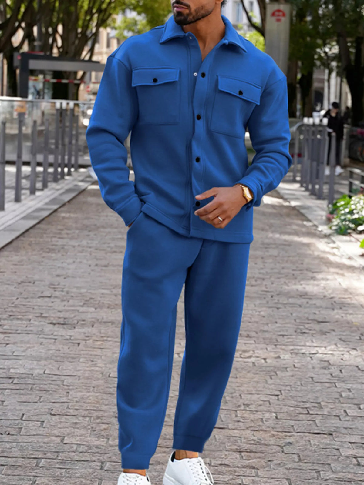 Men's Full Size Long-Sleeve Shirt and Joggers Set Plus Size - Lilixa.store