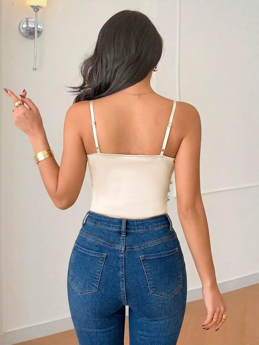 Ruched Spaghetti Strap Bodysuit - Lilixa.store