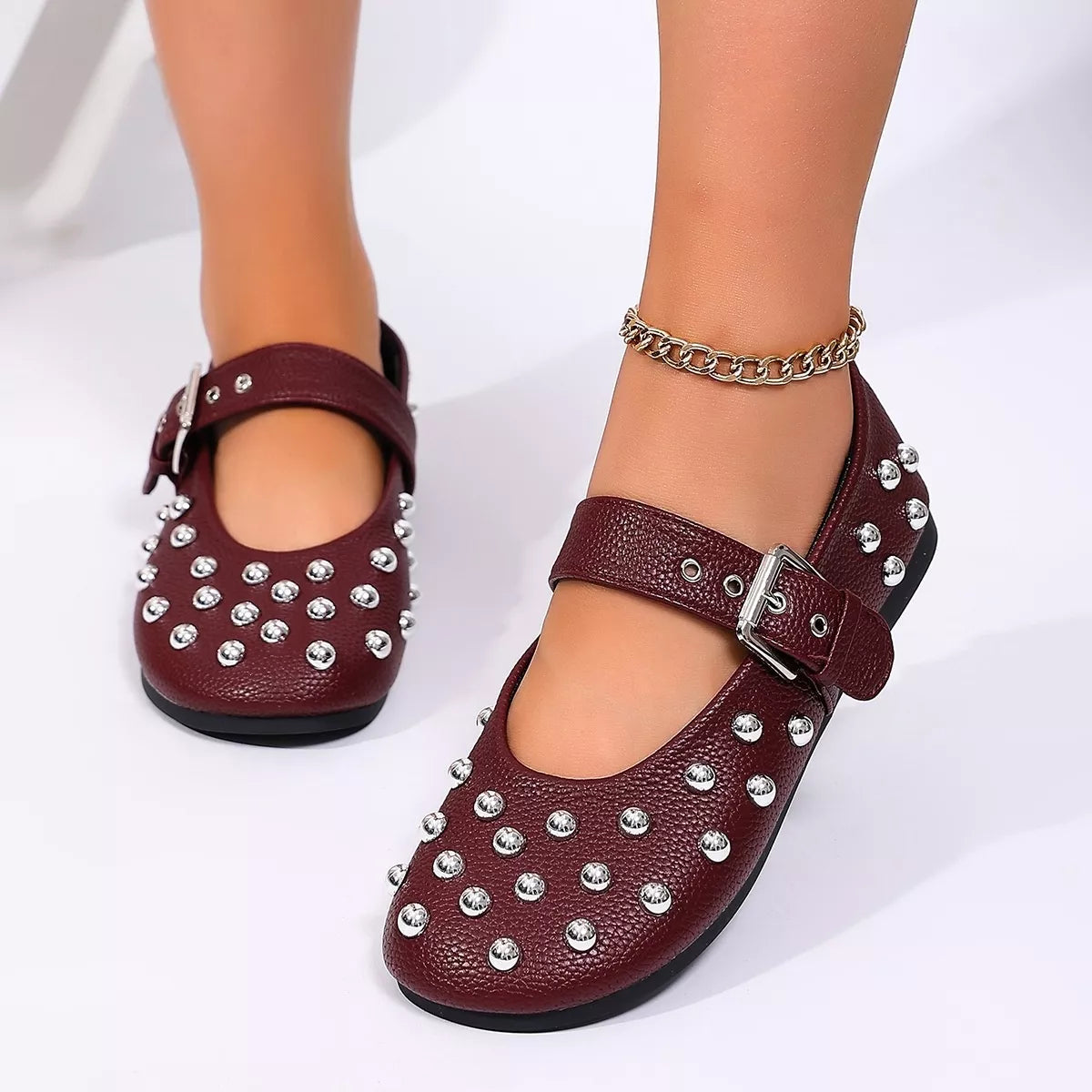 Studded Round Toe Slip-Ons - Lilixa.store