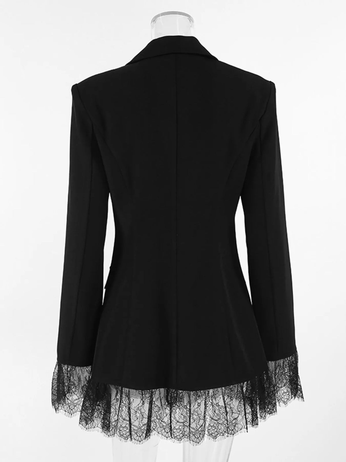 Lace Hem Button Down Blazer - Lilixa.store