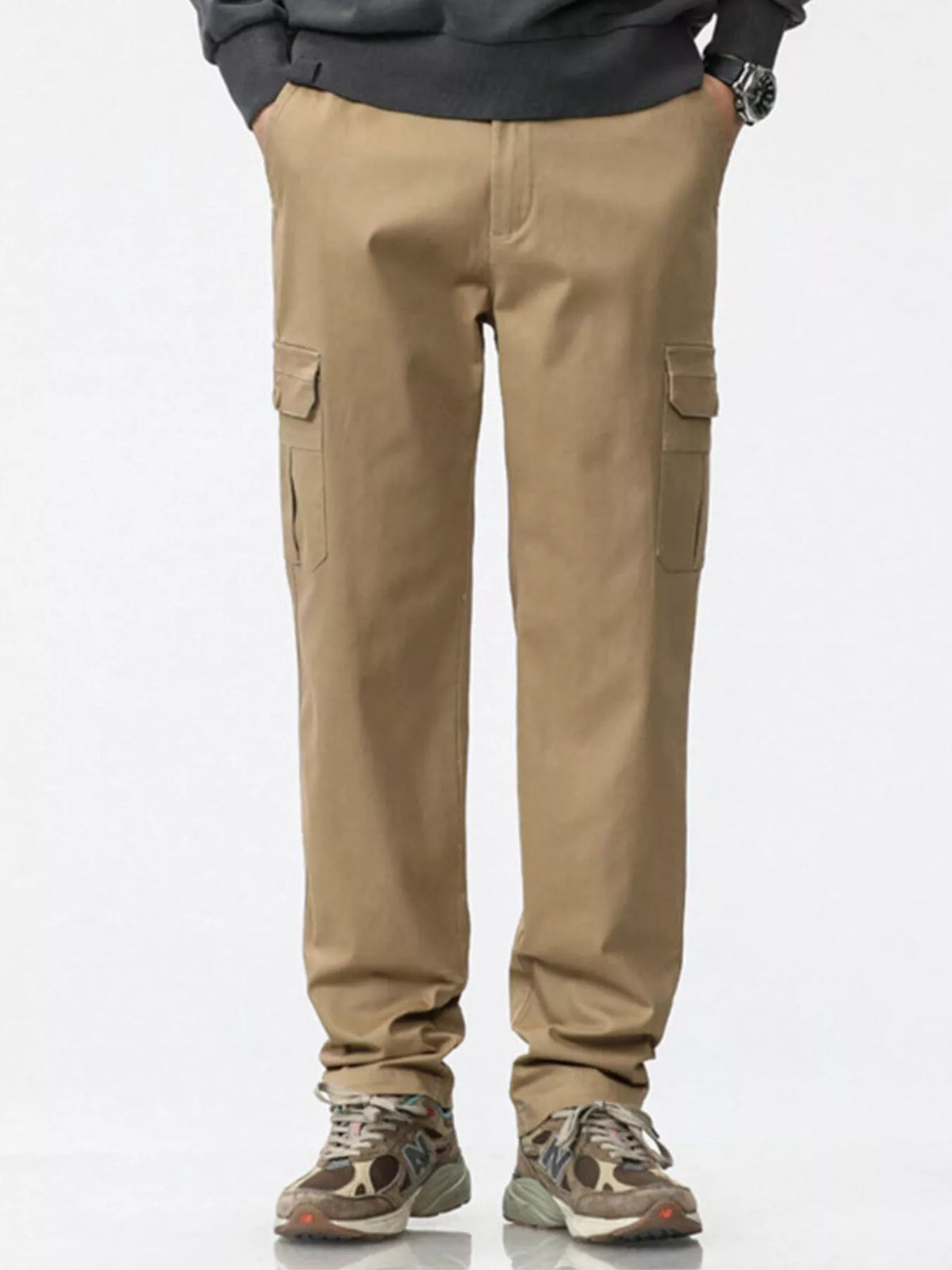 Men's Plus Size Relaxed Fit Cargo Pants in Khaki