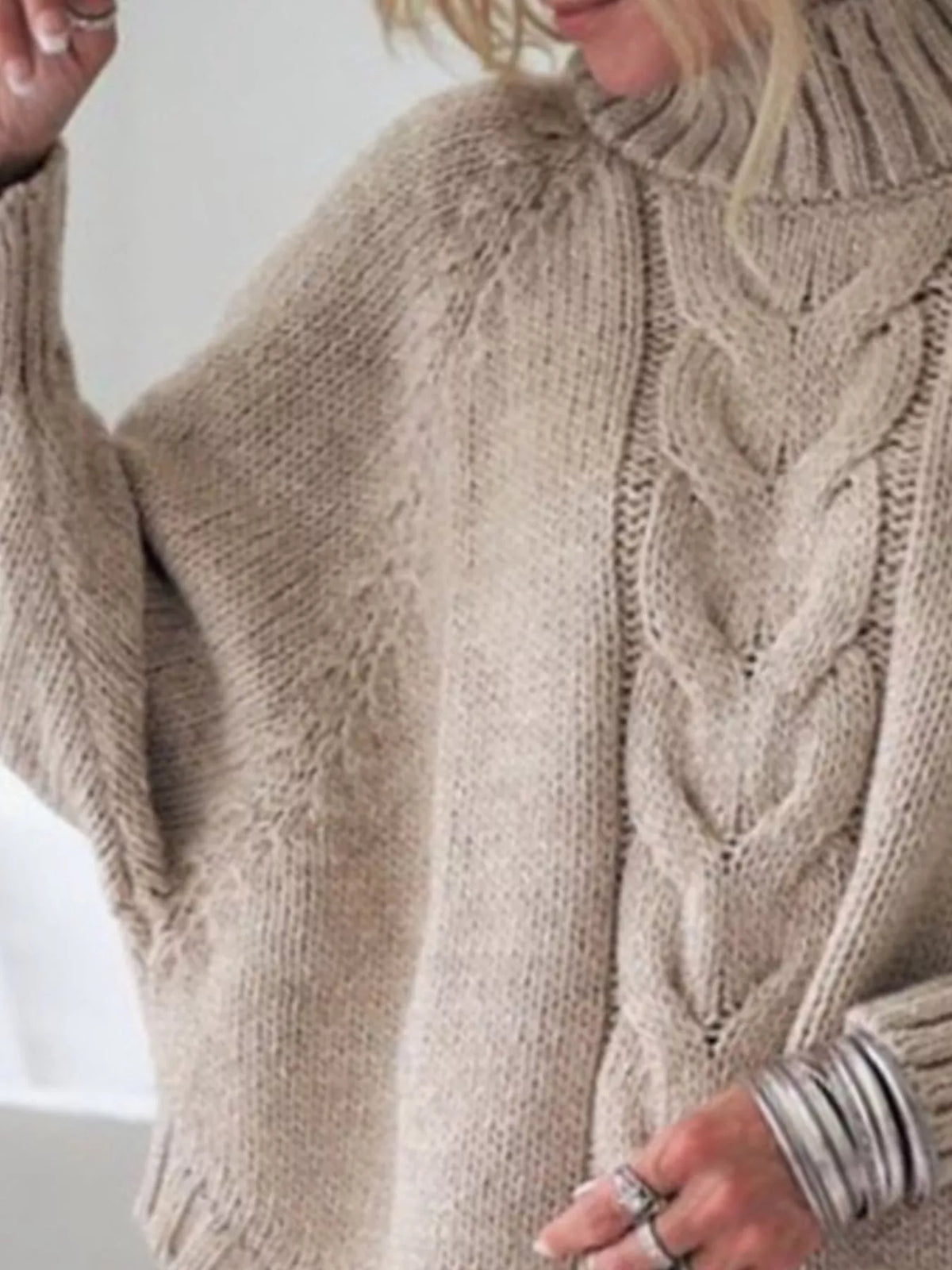 Cable-Knit Long Sleeve Sweater - Lilixa.store