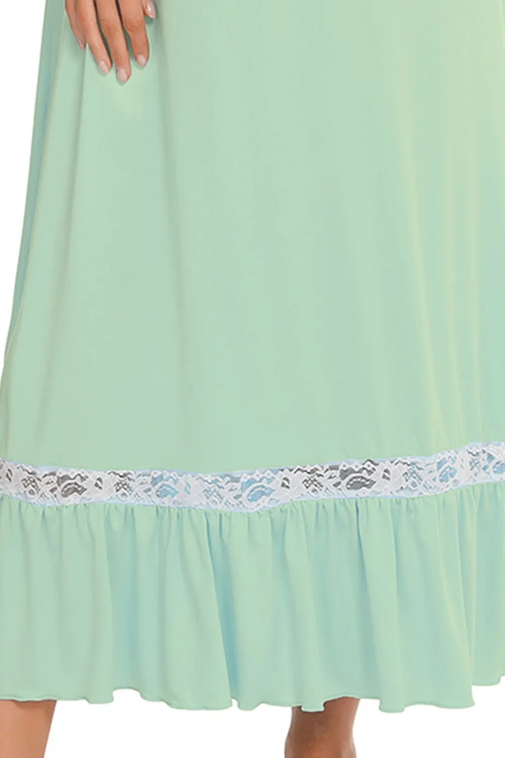 Lace Detail Short Sleeve Lounge Dress - Lilixa.store