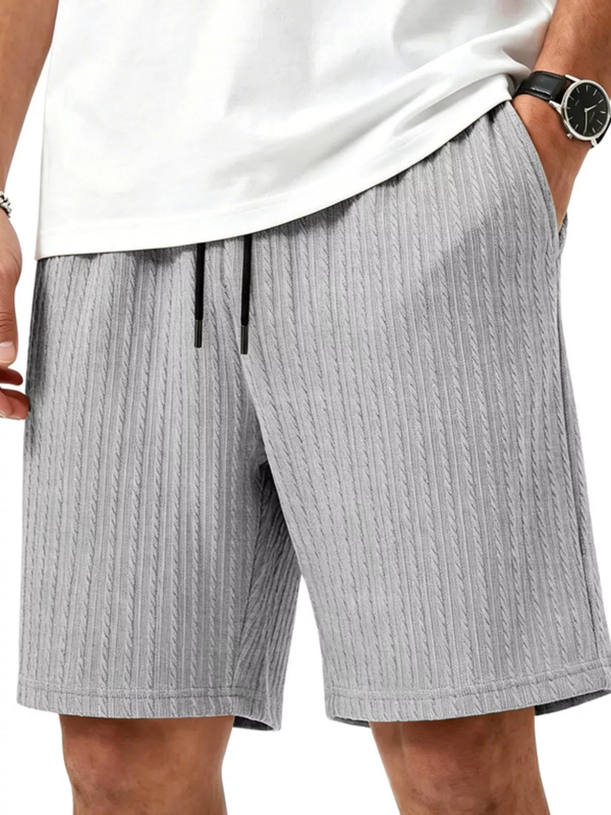 Men's Full Size Casual Texture Drawstring Shorts Plus Size - Lilixa.store