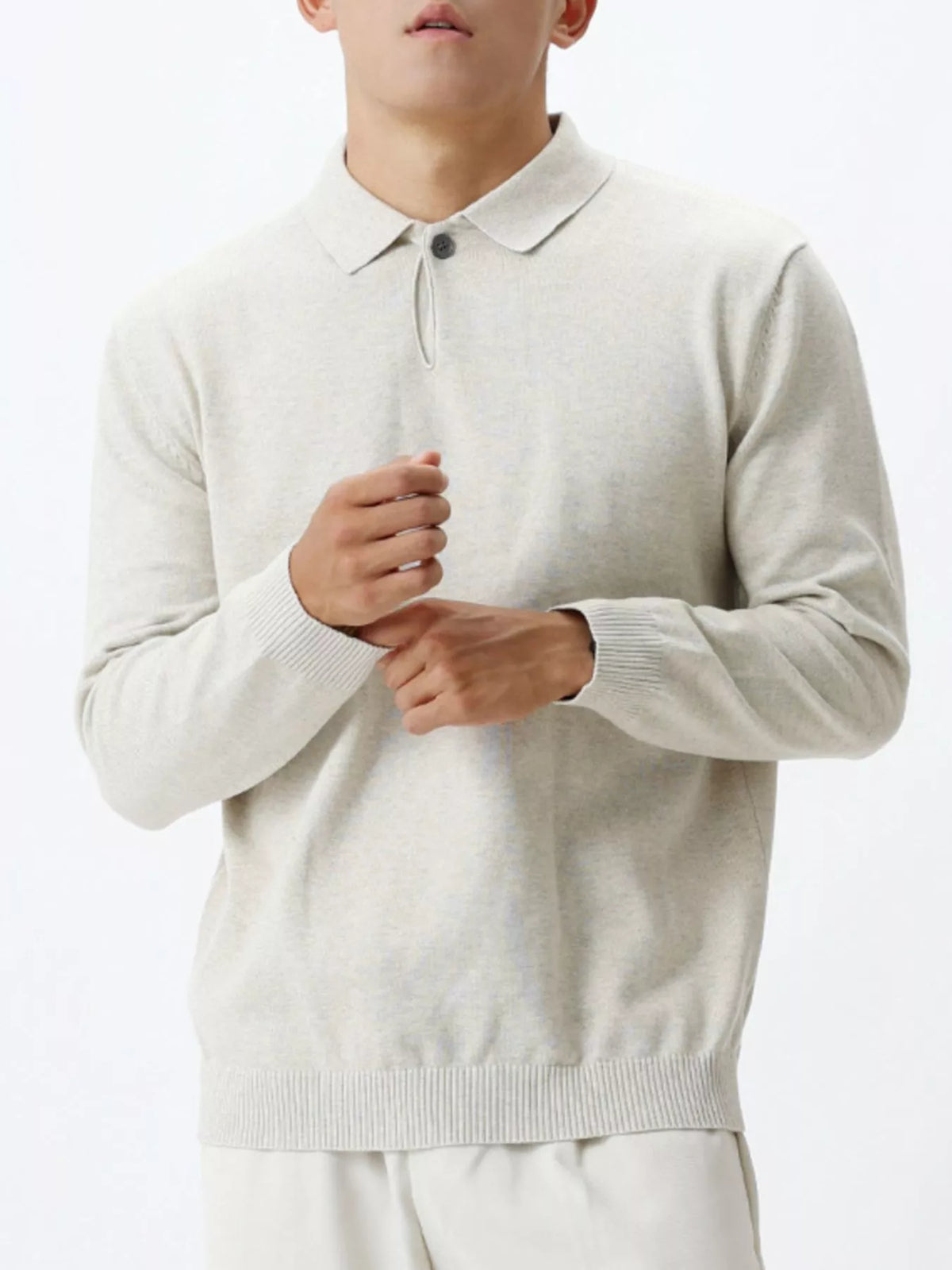 Men's Plus Size Polo Collar Long Sleeve Sweater