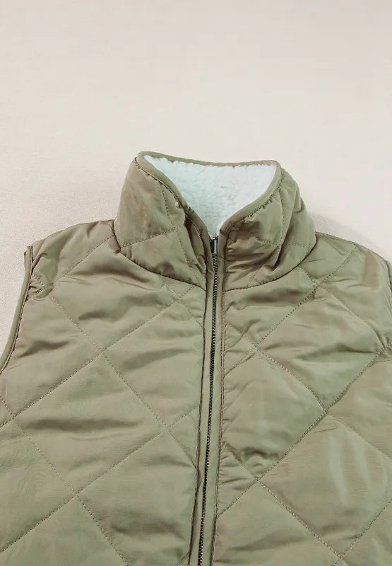Fuzzy Zip Up Vest Coat with Pockets, view 12