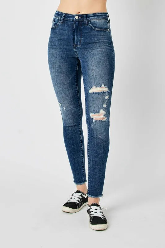 Judy Blue Full Size  High Waist Distressed Skinny Jeans - Lilixa.store
