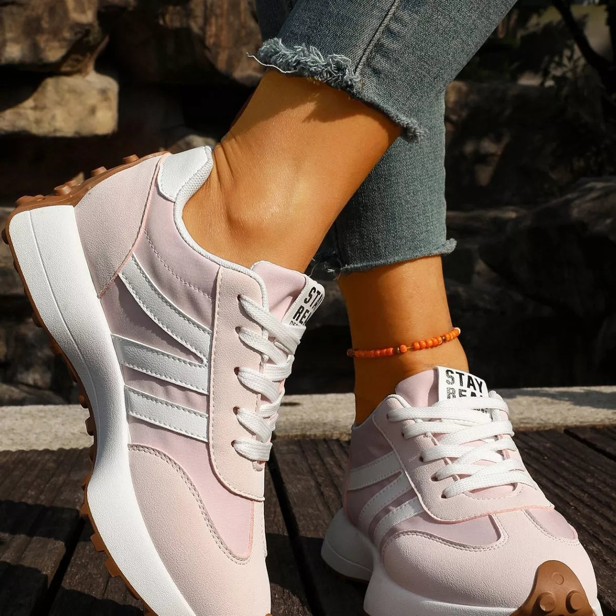 Round Toe Lace Up Sneakers - Lilixa.store