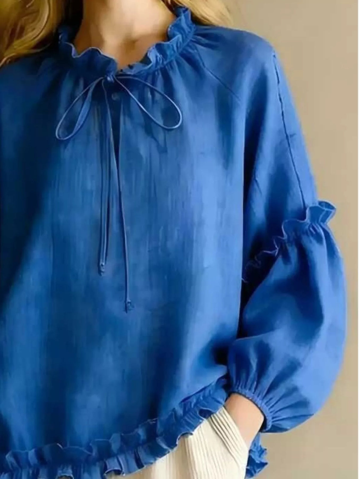 Frill Balloon Sleeve Blouse - Lilixa.store
