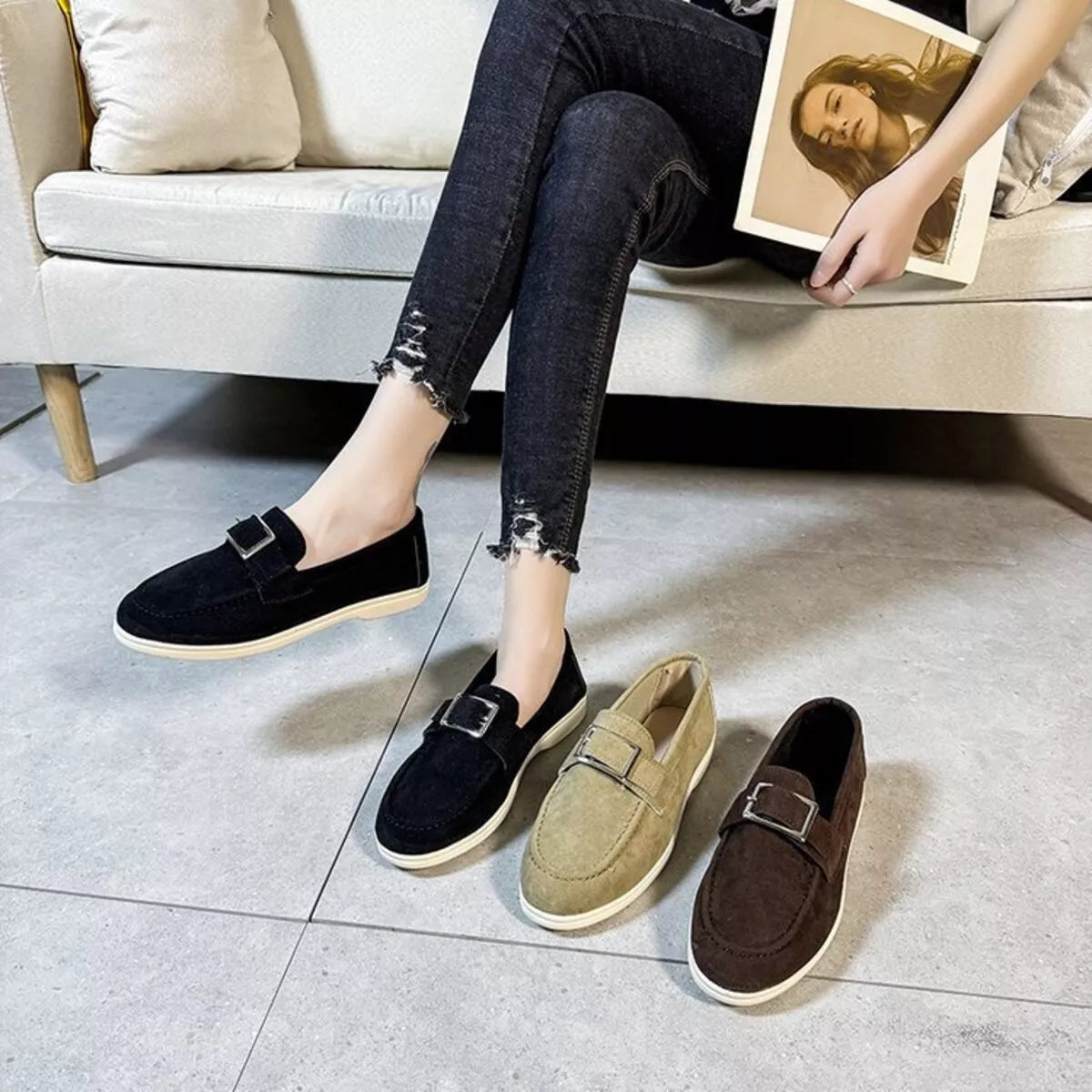Round Toe Flats Slip-Ons, view 2