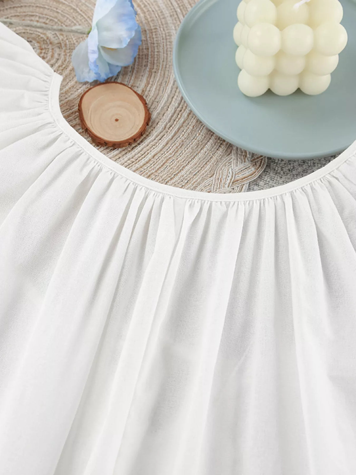 Tie Neck Puff Sleeve Lounge Dress - Lilixa.store