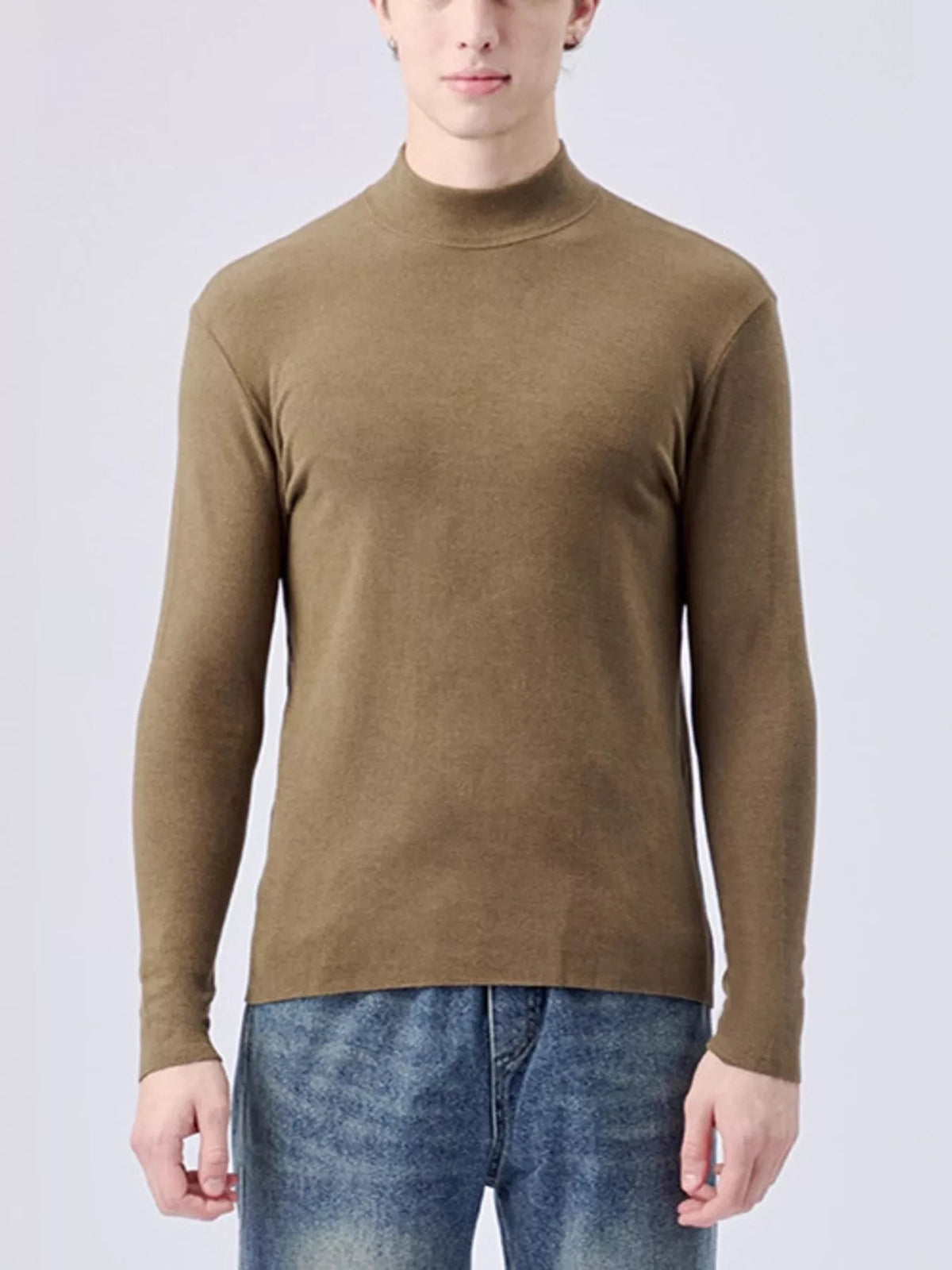 Men's Plus Size Mock Neck Long Sleeve Top