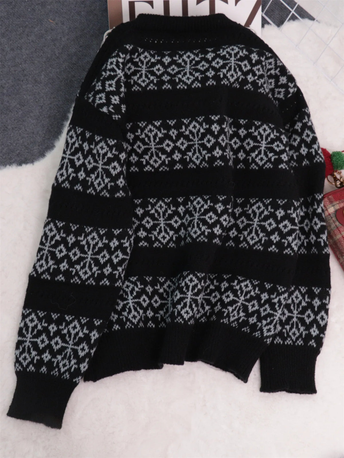 Contrast Ribbed hem Long Sleeve Sweater - Lilixa.store