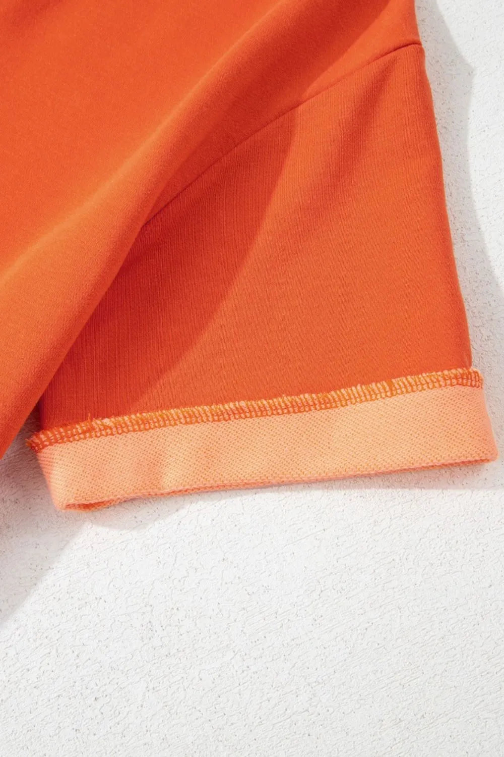 Two-Tone Short Sleeve V Neck Patched Pocket Romper in Orange, view 7
