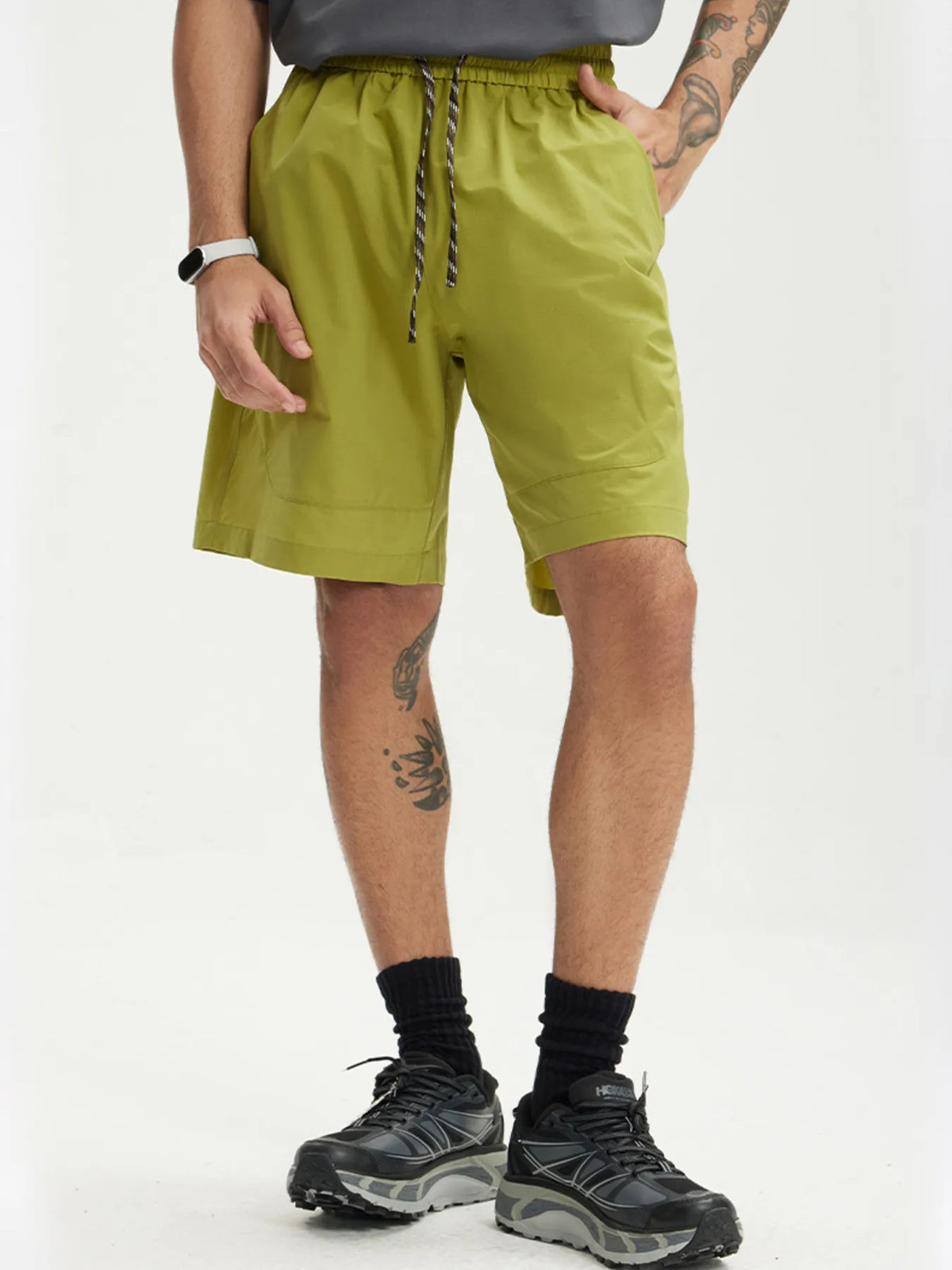 Men's Lightweight Drawstring Shorts in Yellow-Green