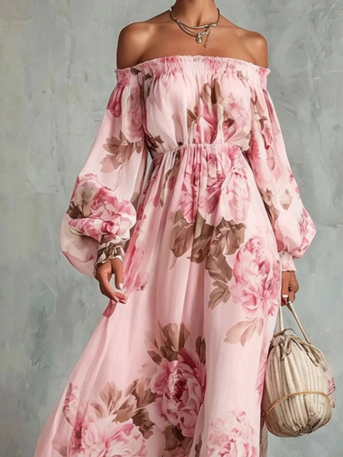 Floral Off Shoulder Maxi Dress - Lilixa.store