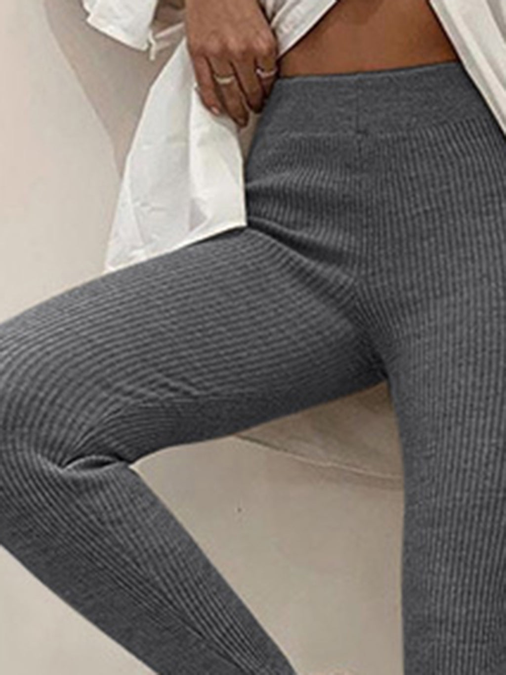 Ribbed Mid Waist Leggings - Lilixa.store