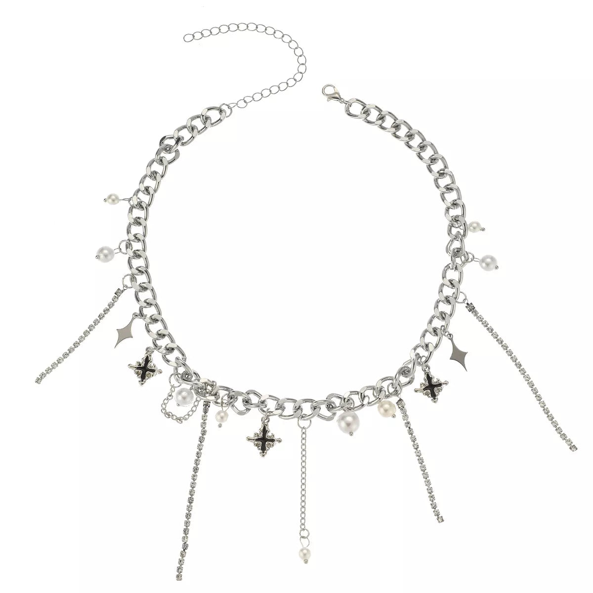Quasten-Stern-Mond-Kunstperlen-Anhänger-Choker