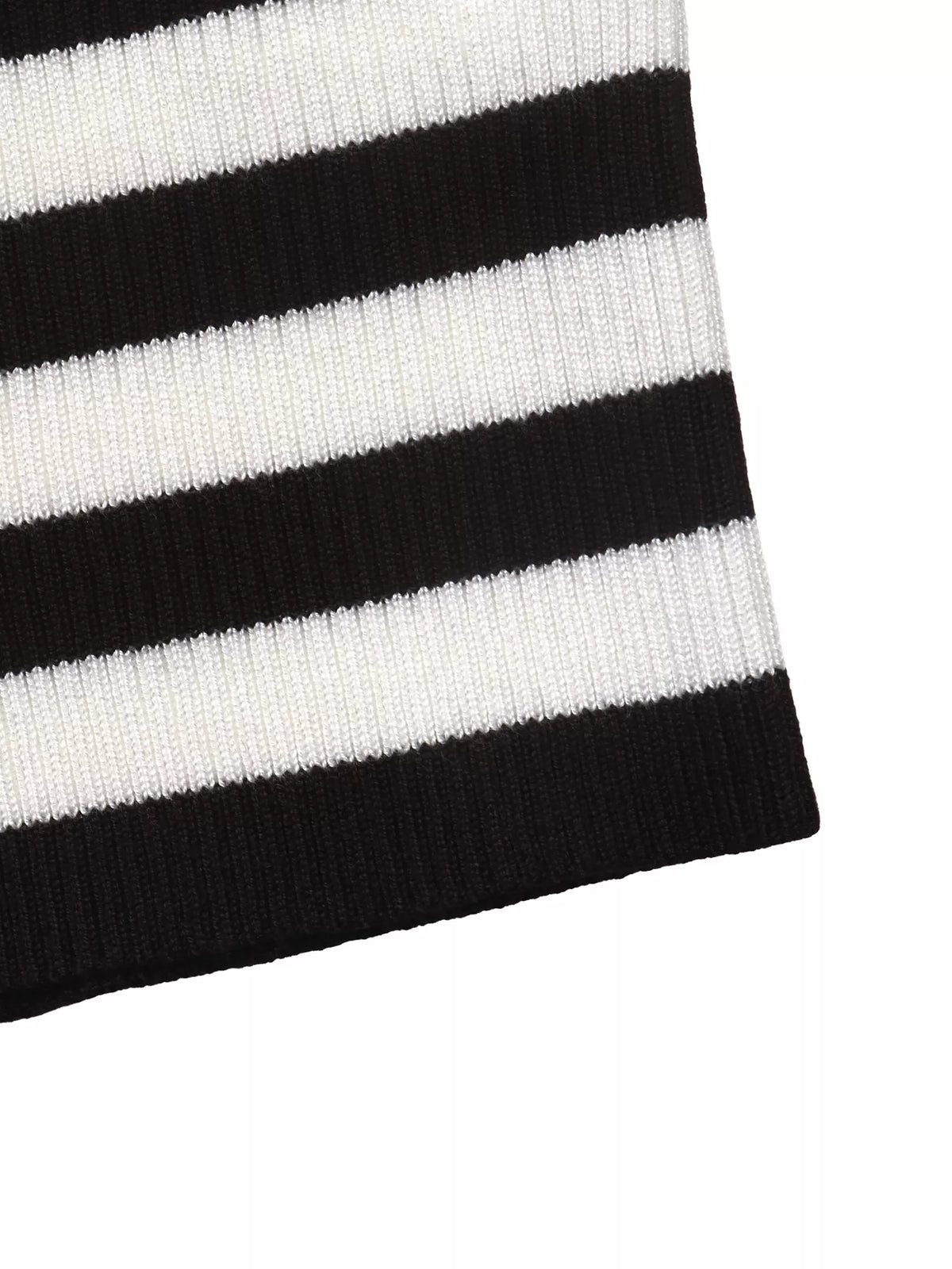 Striped Long Sleeve Knit Top in Black, view 9