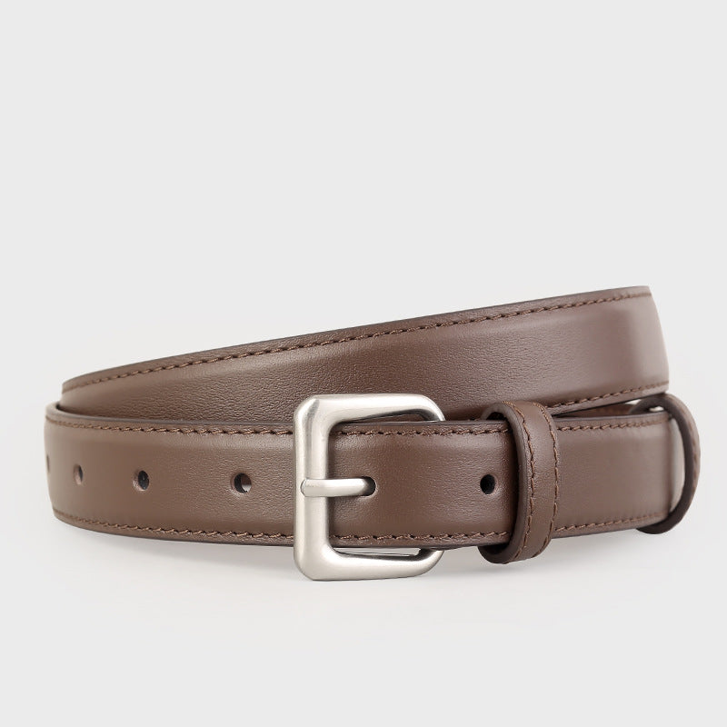 Classic Leather Belt with Silver Buckle - Lilixa.store