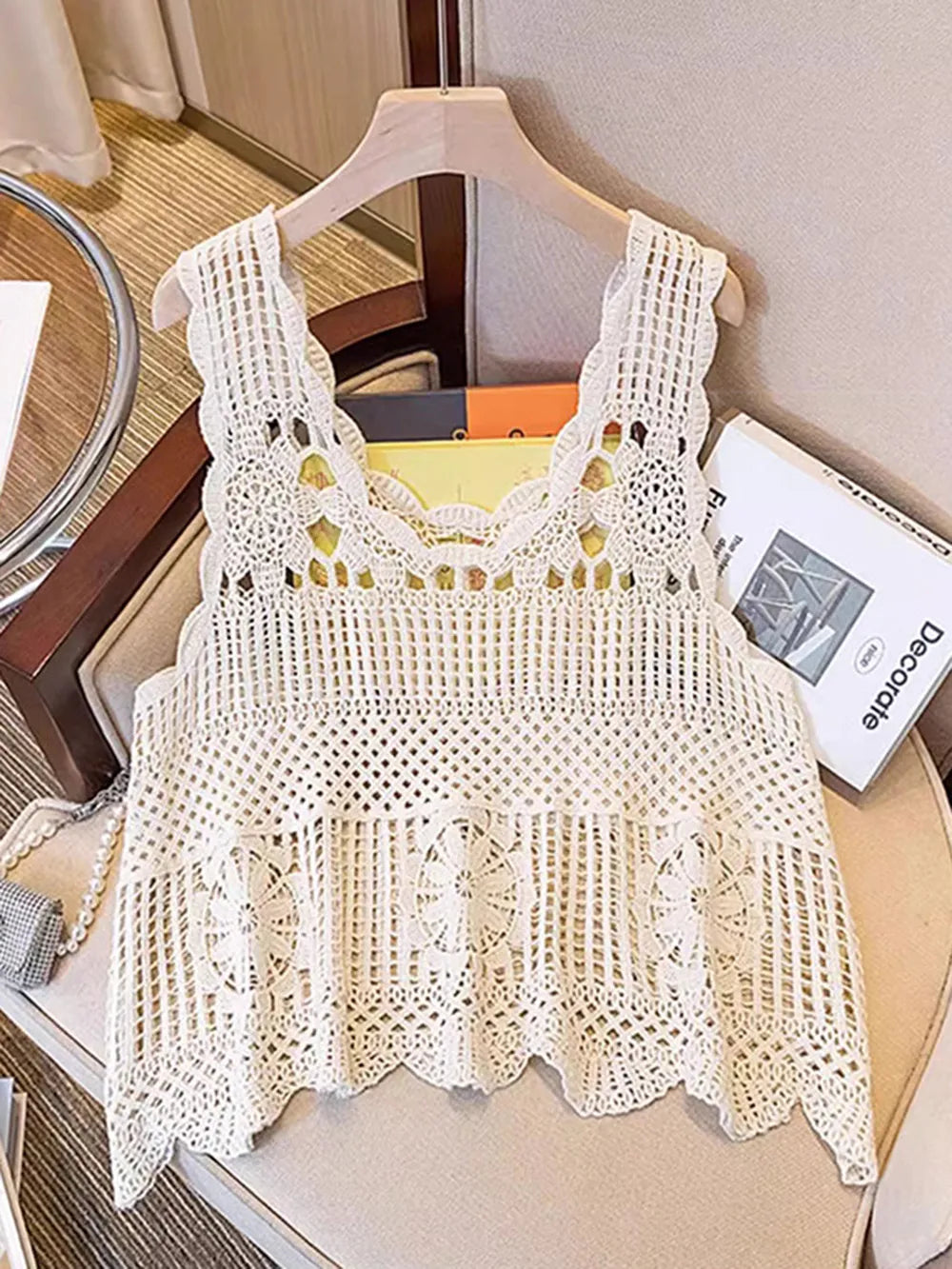Openwork Scoop Neck Tank - Lilixa.store