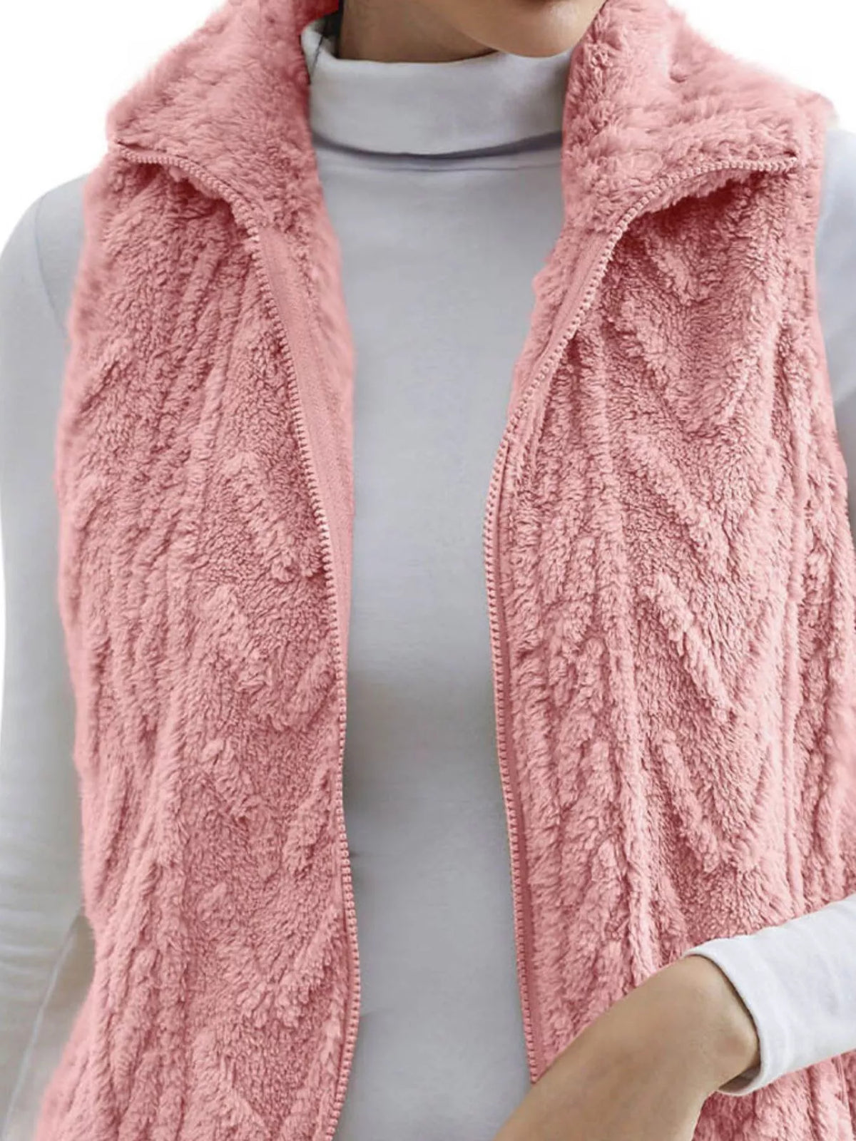 Full Size Cozy Faux Fur Zip-Up Vest Coat Plus Size - Lilixa.store