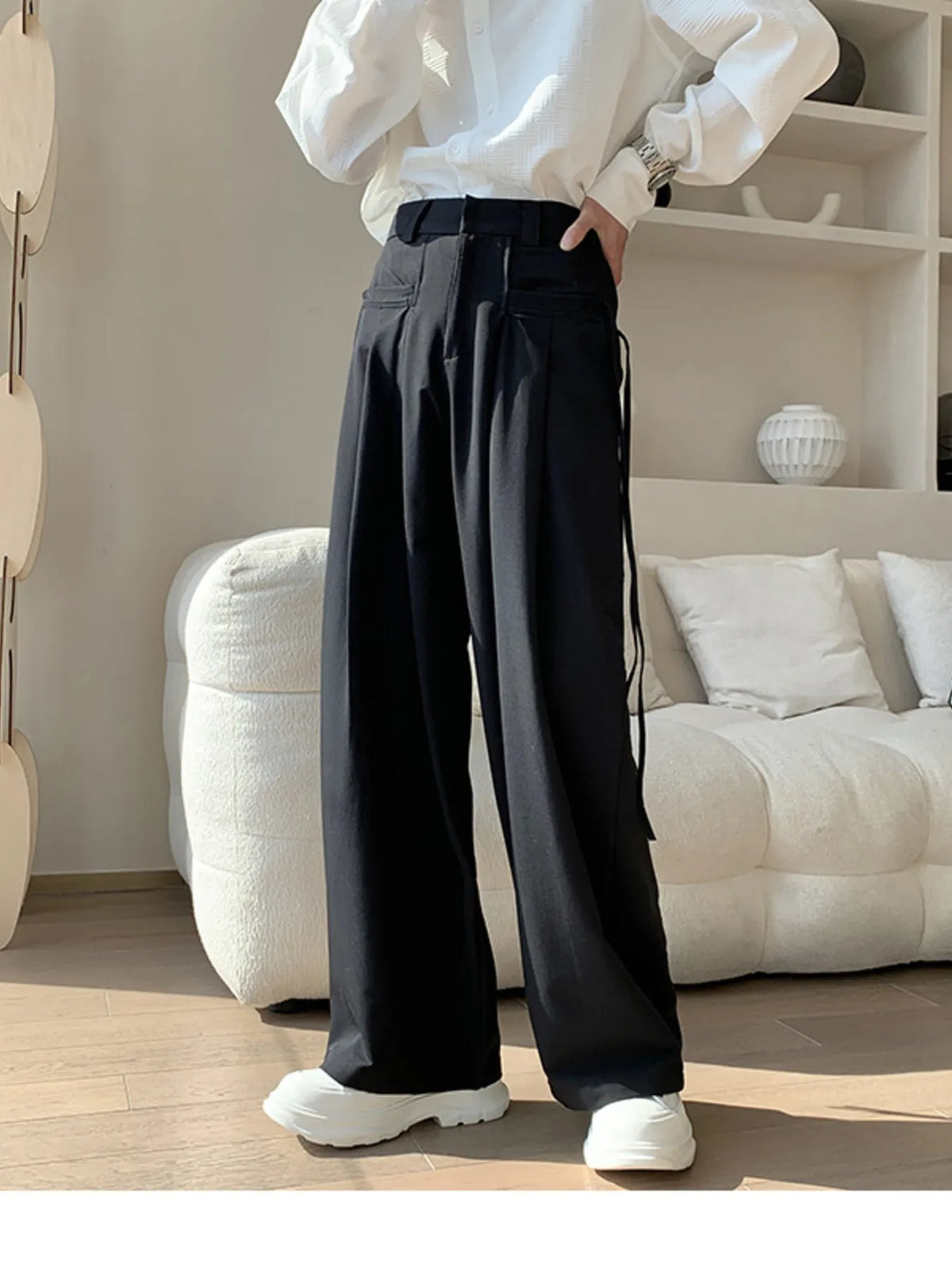 Men's Full Size Wide Leg Pleated Casual Pants Plus Size, view 3