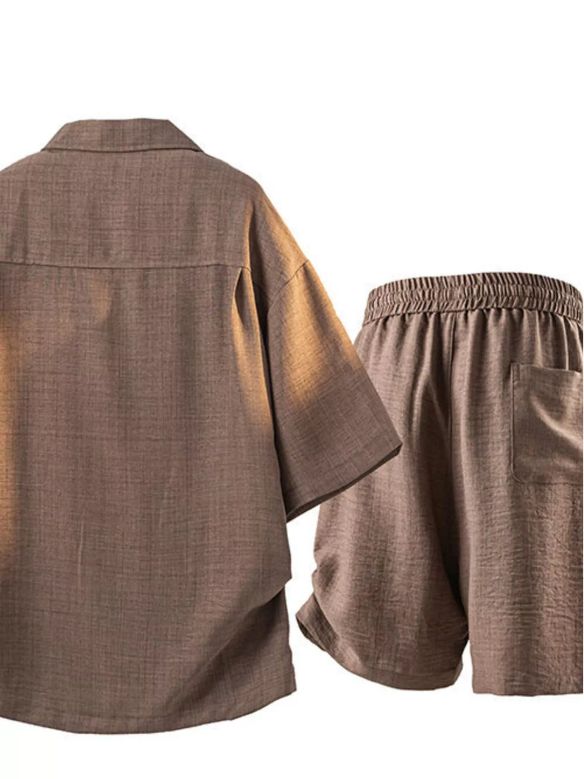 Men's Full Size Button Up Short Sleeve Shirt and Shorts Plus Size - Lilixa.store