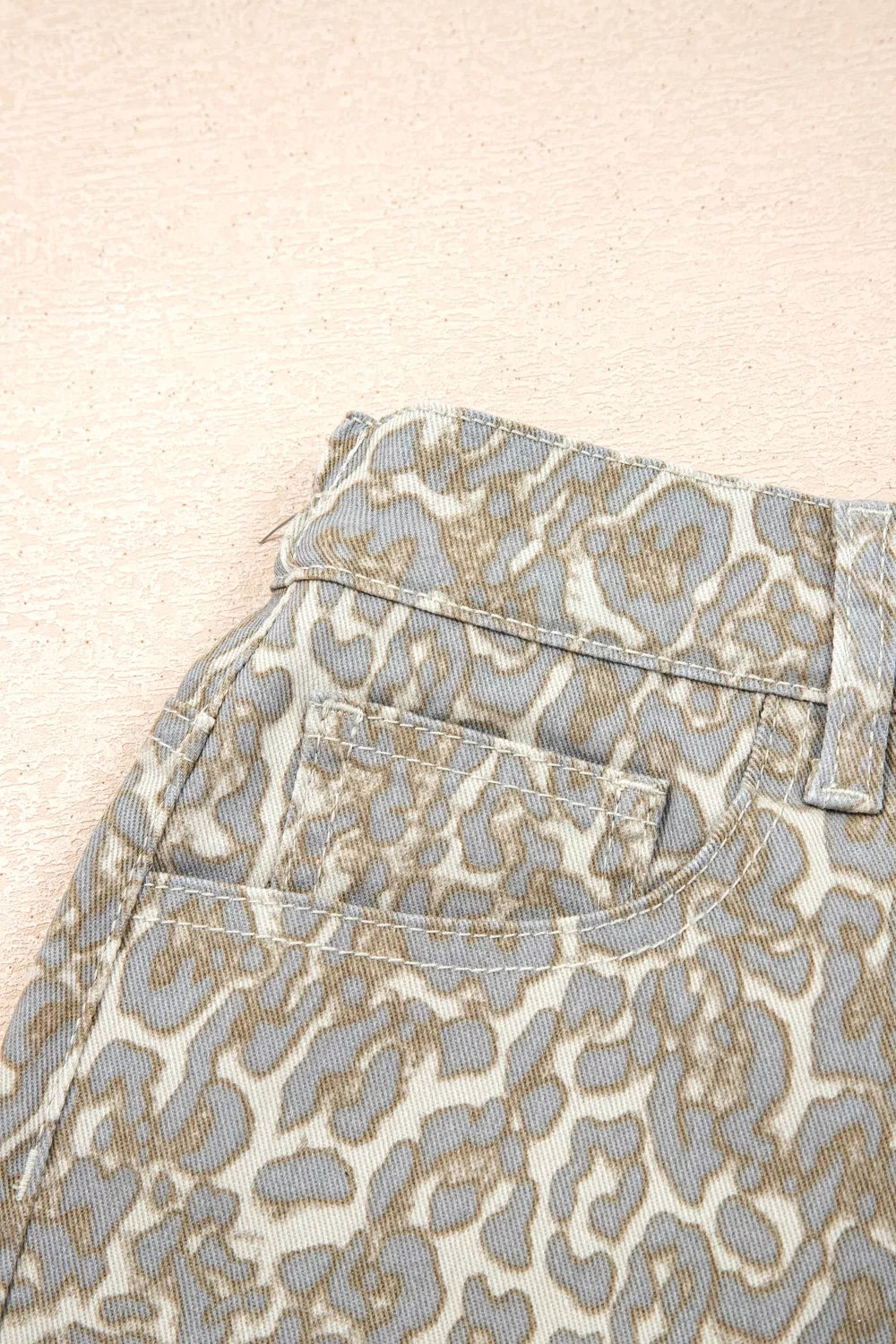 Raw Edge Leopard Print Denim Shorts - Lilixa.store