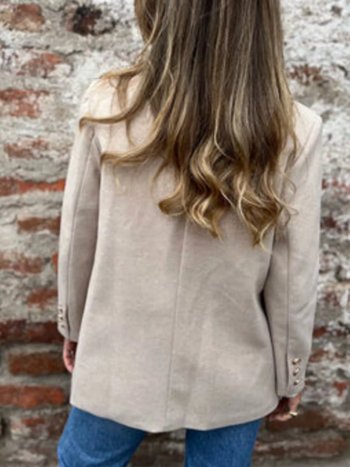 Full Size Double Breasted Long Sleeve Blazer Plus Size - Lilixa.store