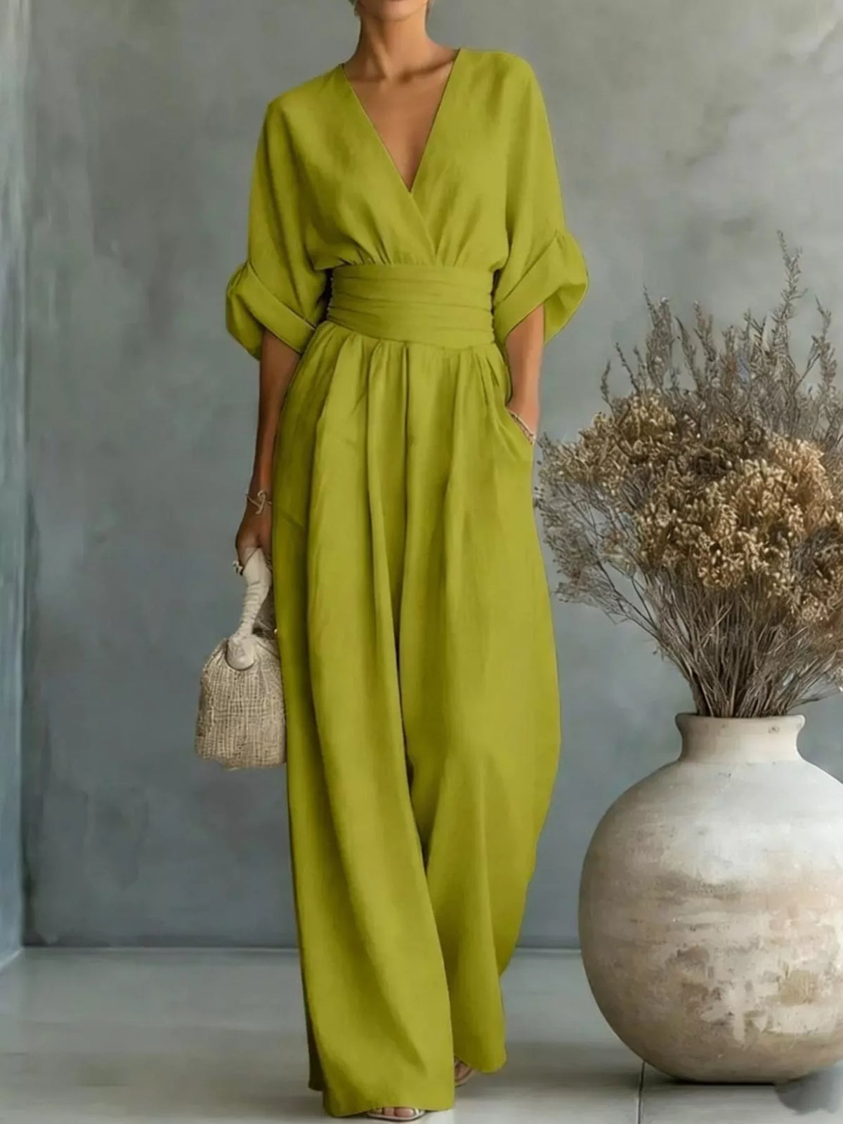 Full Size Half Sleeve Wide-Leg Jumpsuit Plus Size - Lilixa.store