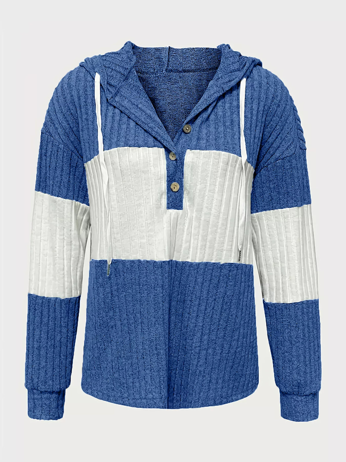 Color Block Drawstring Long Sleeve Hoodie - Lilixa.store