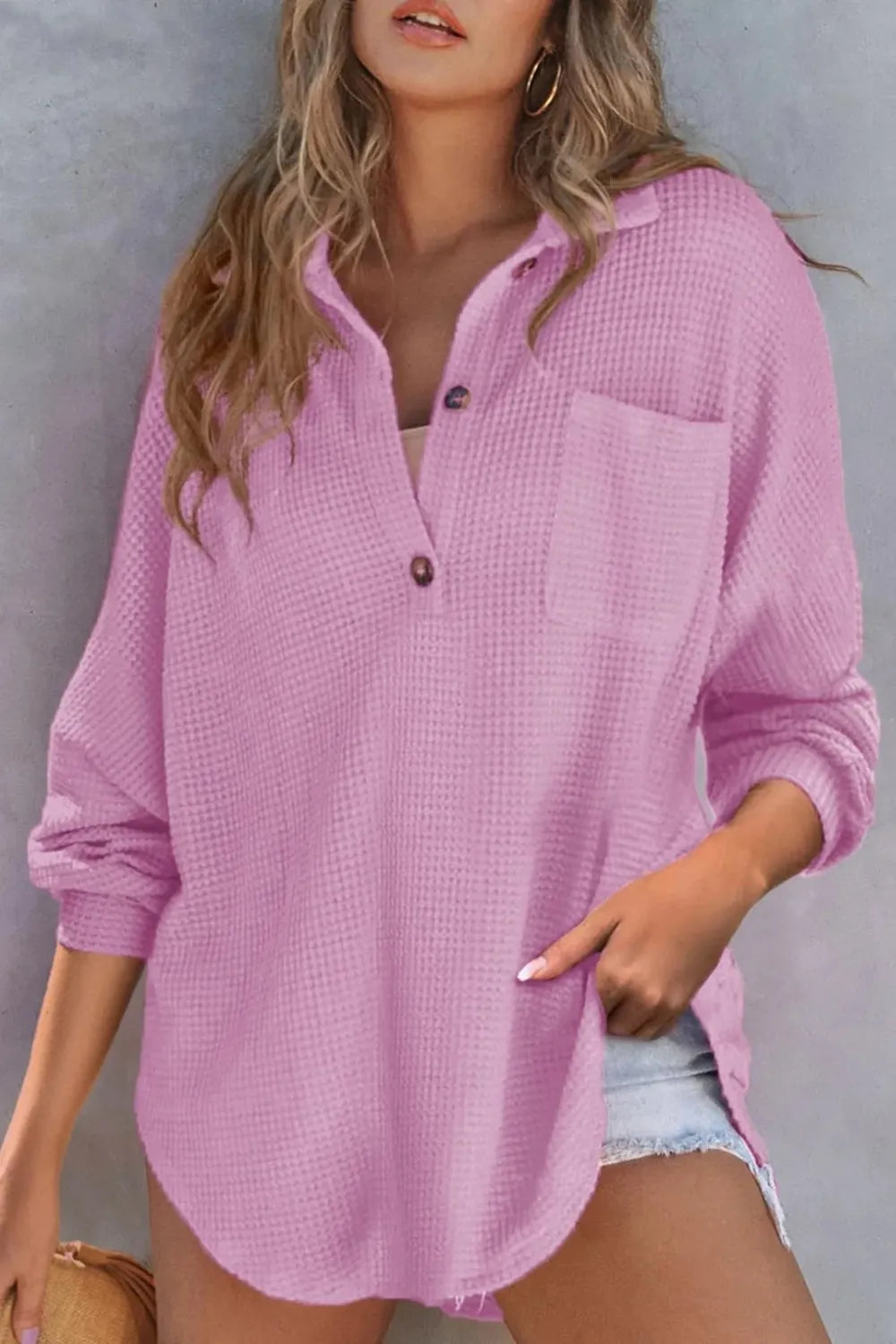 Half Button Long Sleeve Sweatshirt - Lilixa.store