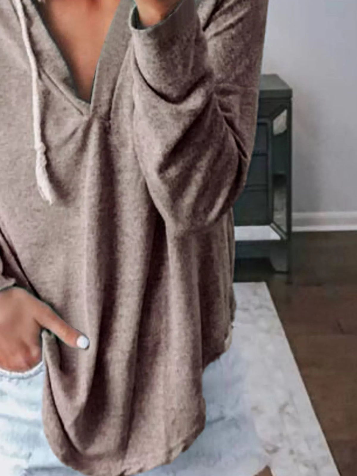 Full Size Drawstring Long Sleeve Hoodie Plus Size - Lilixa.store